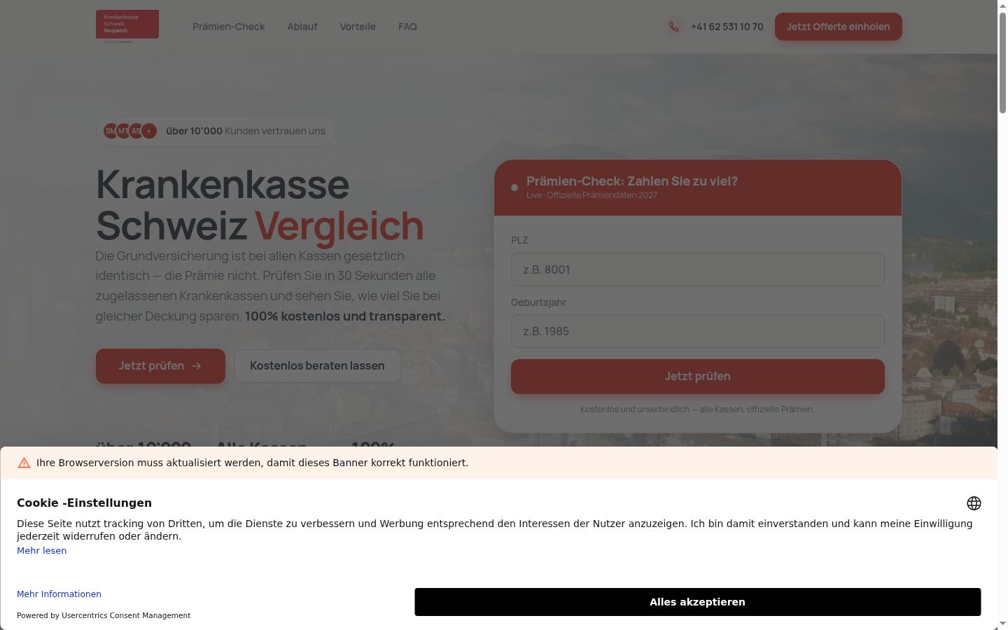 Screenshot of the consent banner shown before any interaction