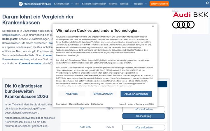 Screenshot of krankenkasseninfo.de