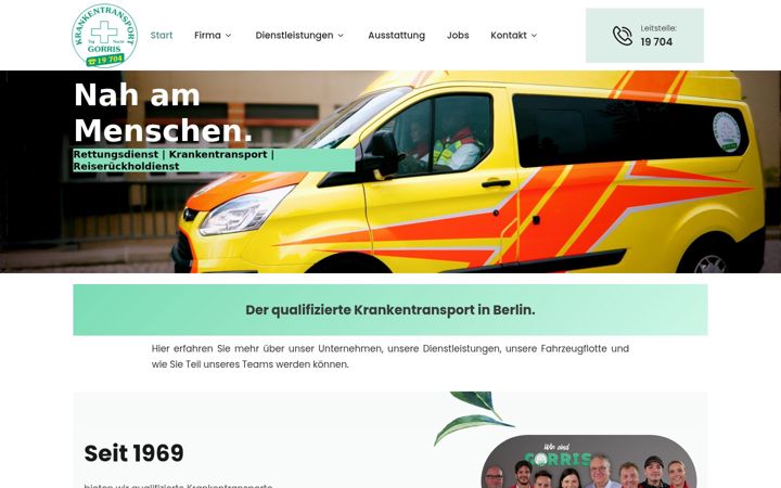 Screenshot of krankentransport-gorris.de