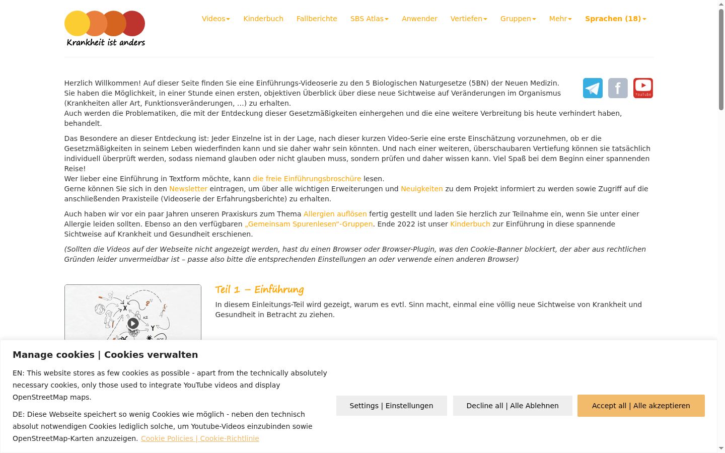 Screenshot del banner di consenso mostrato prima di qualsiasi interazione