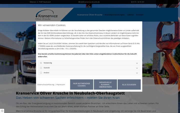 Screenshot of kranservice-krusche.de