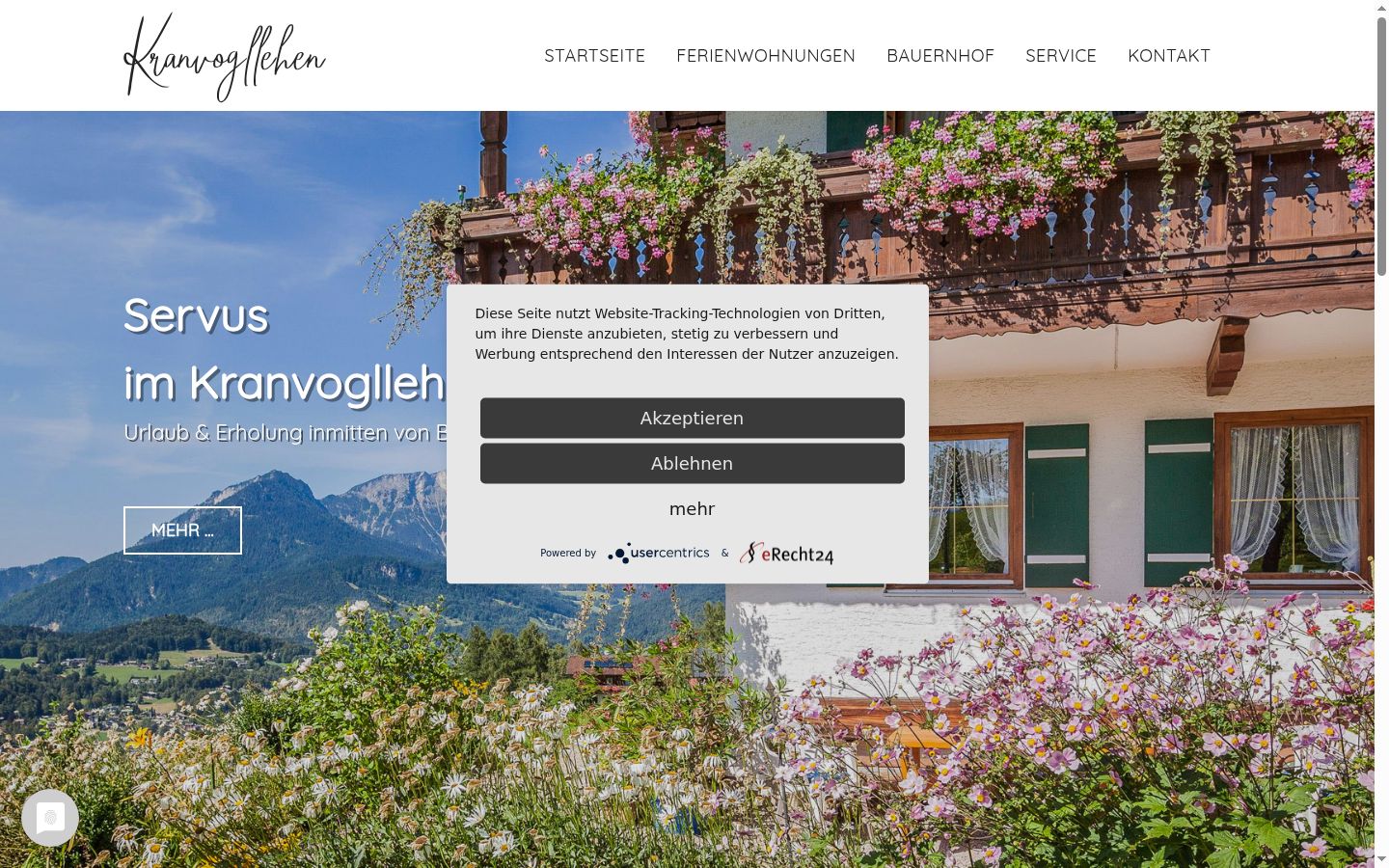Screenshot of the consent banner shown before any interaction