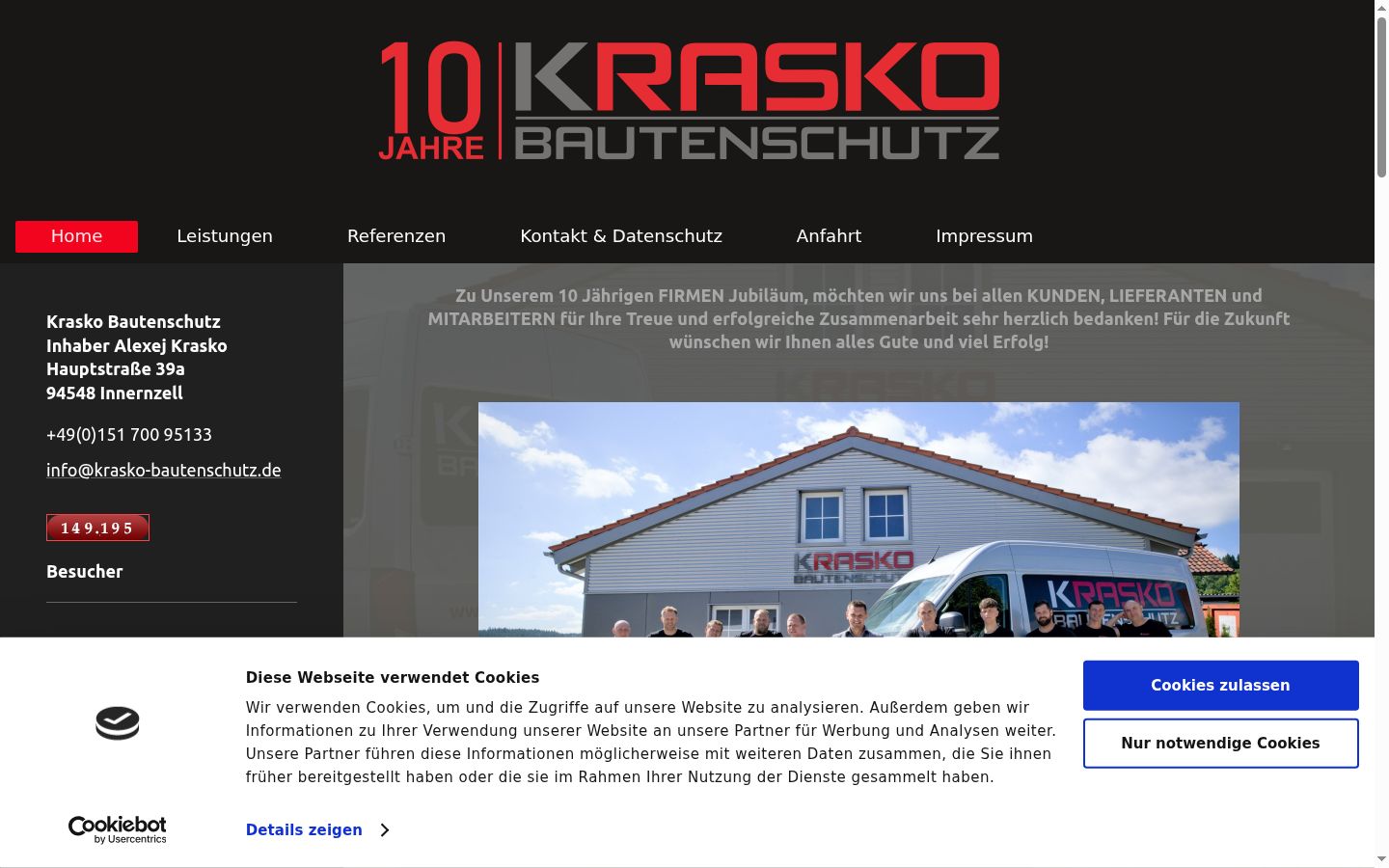 Screenshot des Einwilligungsbanners vor jeglicher Interaktion