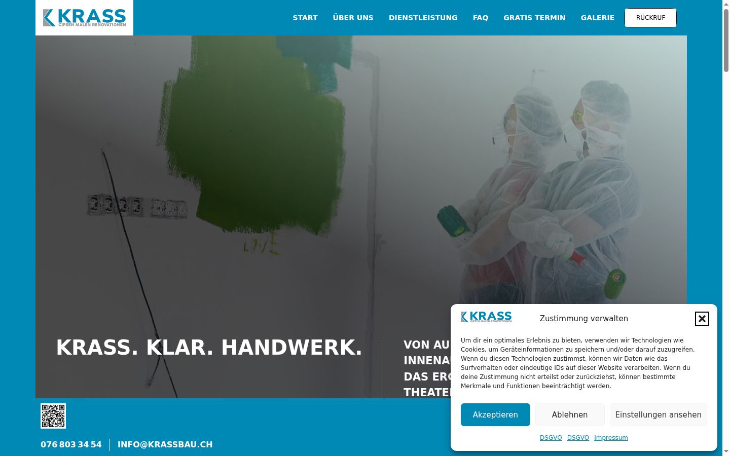 Screenshot des Einwilligungsbanners vor jeglicher Interaktion