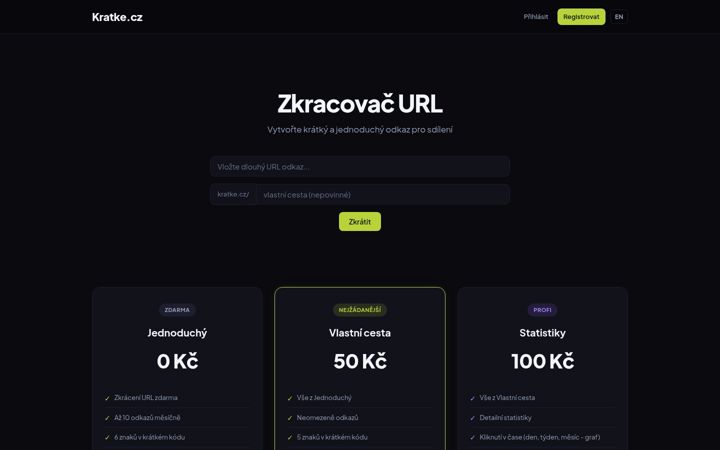 Screenshot of kratke.cz