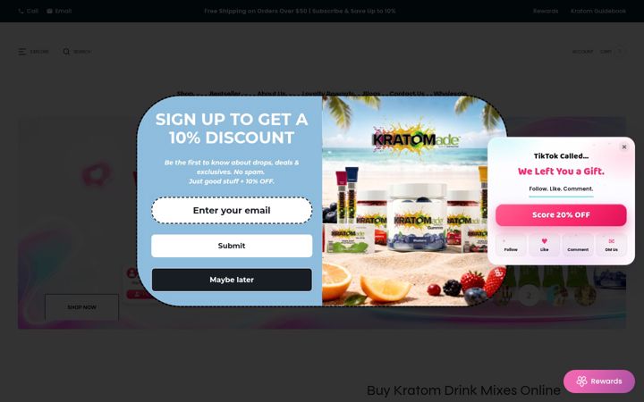 Screenshot of kratomade.com