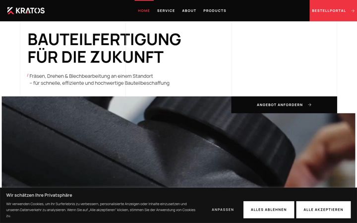 Screenshot of kratos-precision.de