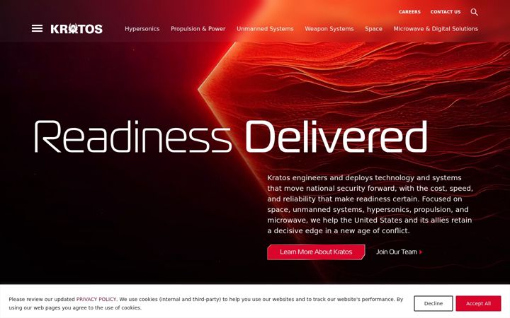 Screenshot of kratosdefense.com