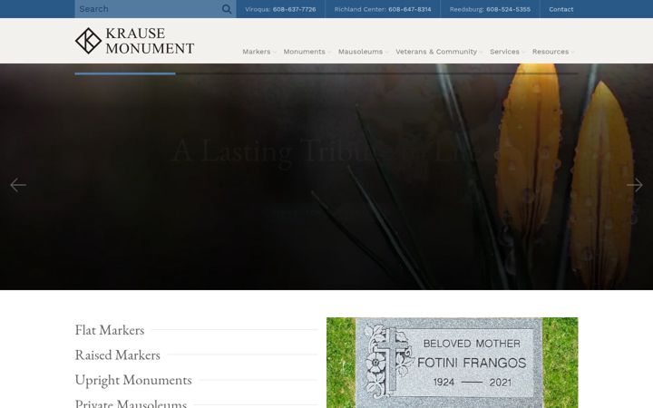 Екранна снимка на krausemonument.com