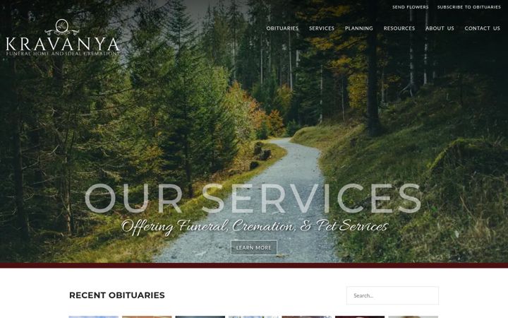 Screenshot of kravanyafuneral.com