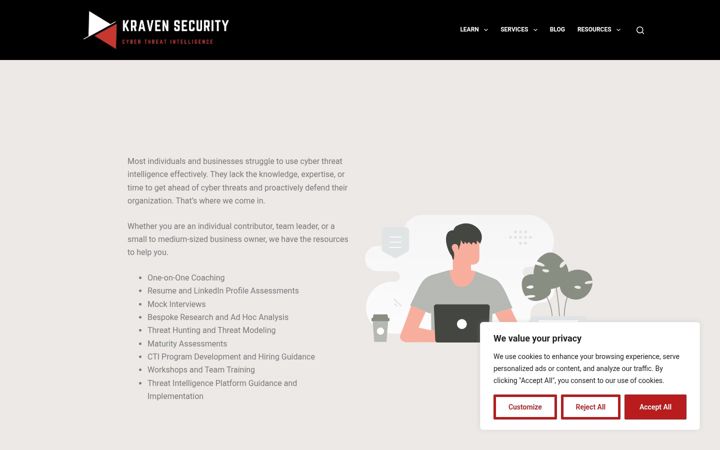 Screenshot of kravensecurity.com