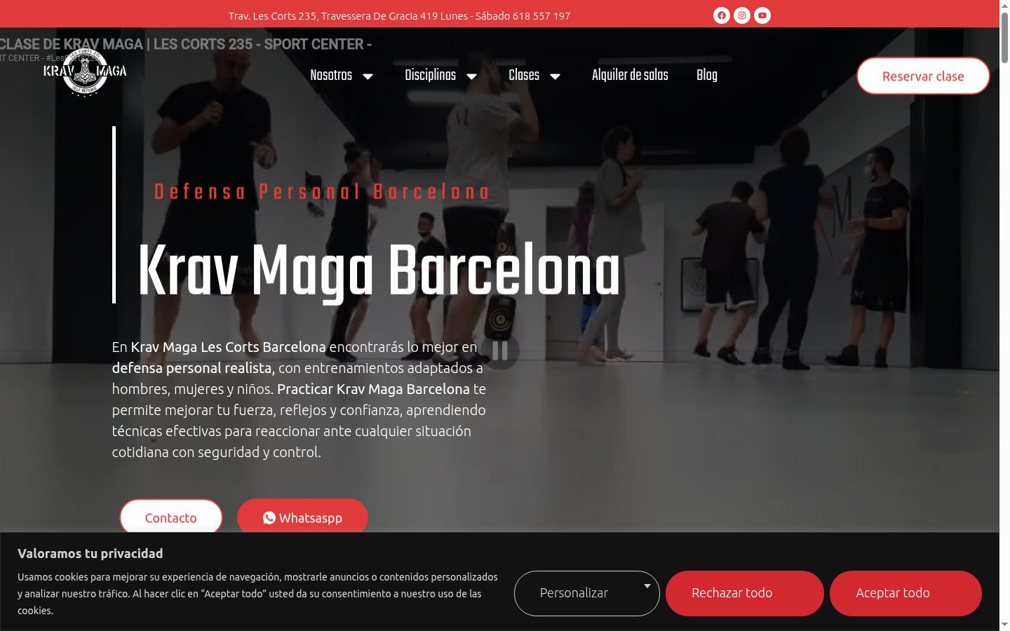 Captura de pantalla del banner de consentimiento mostrado antes de cualquier interacción