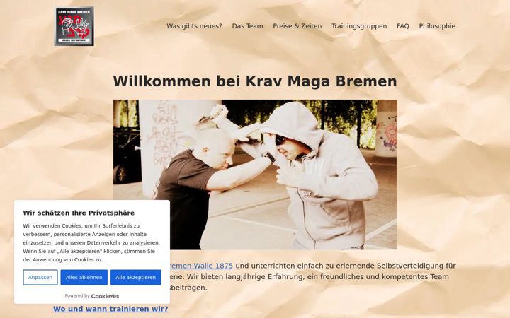 Screenshot of kravmagabremen.de