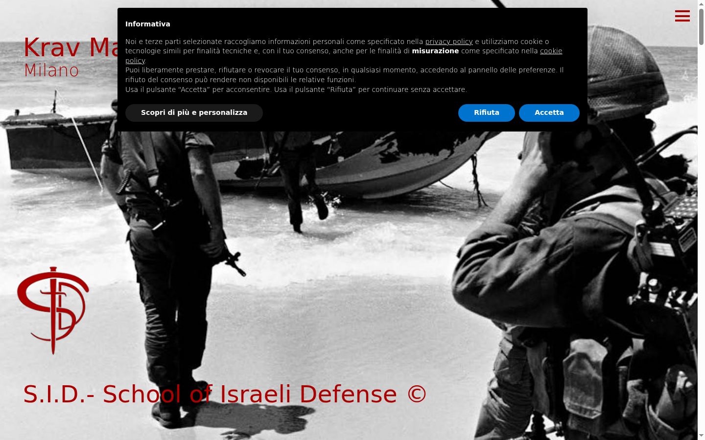 Screenshot del banner di consenso mostrato prima di qualsiasi interazione