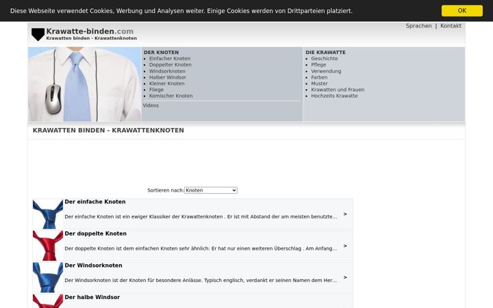 Screenshot of krawatte-binden.com