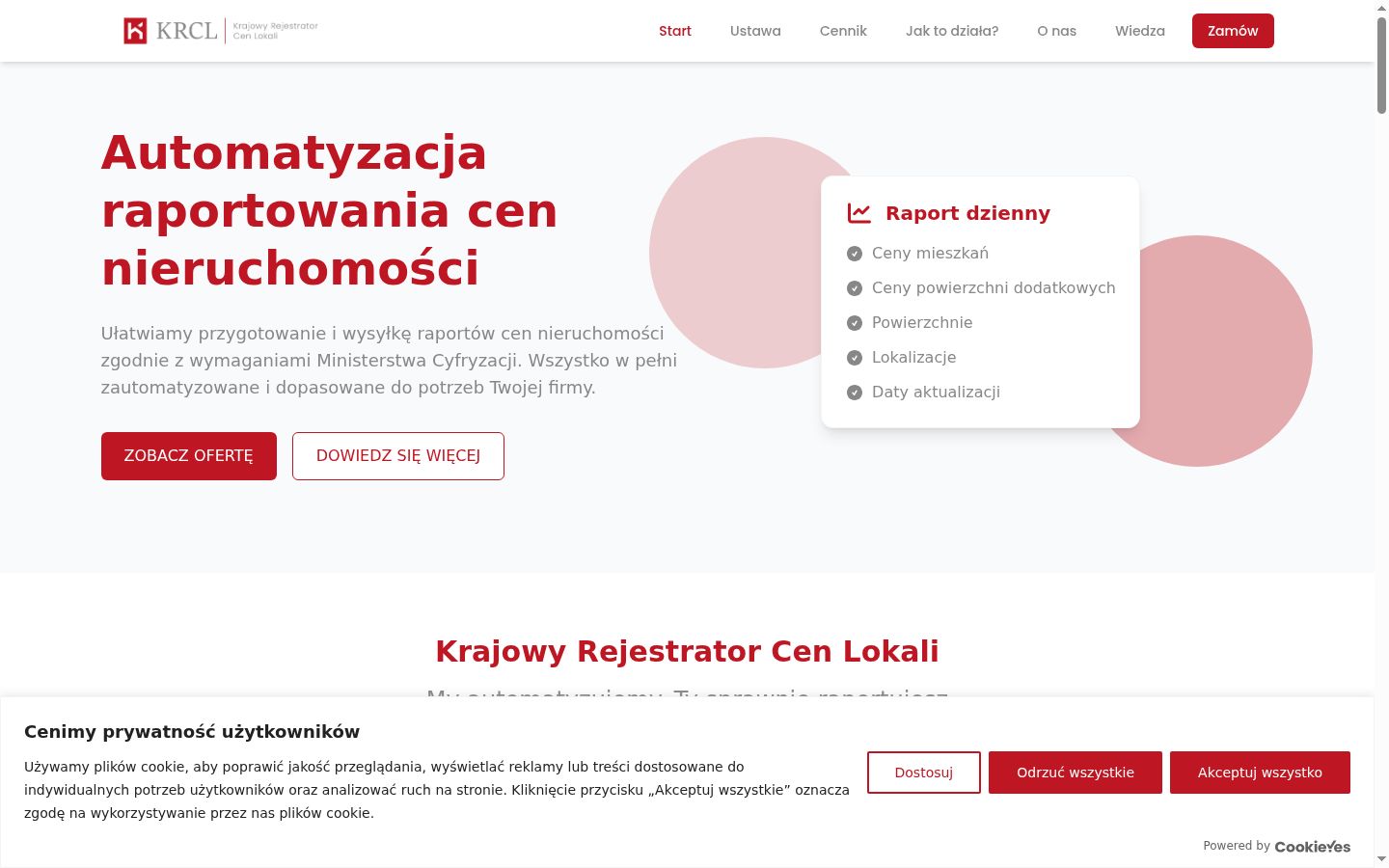 Zrzut ekranu banera zgody wyświetlanego przed jakąkolwiek interakcją