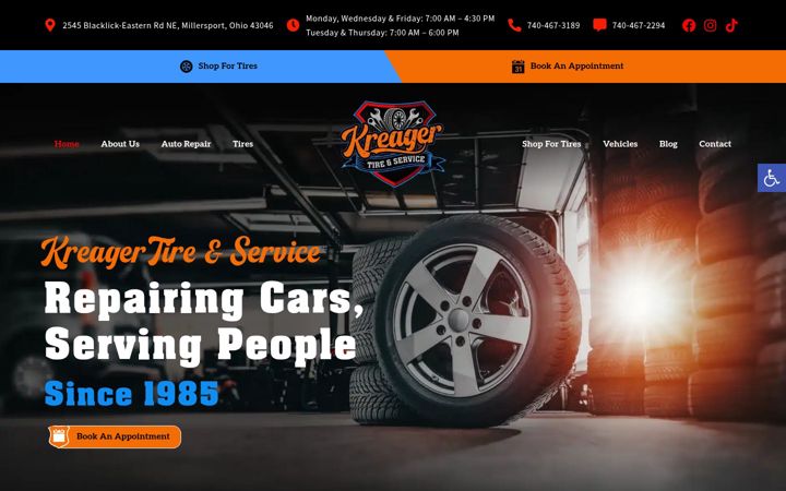 Screenshot of kreagertirecompany.net