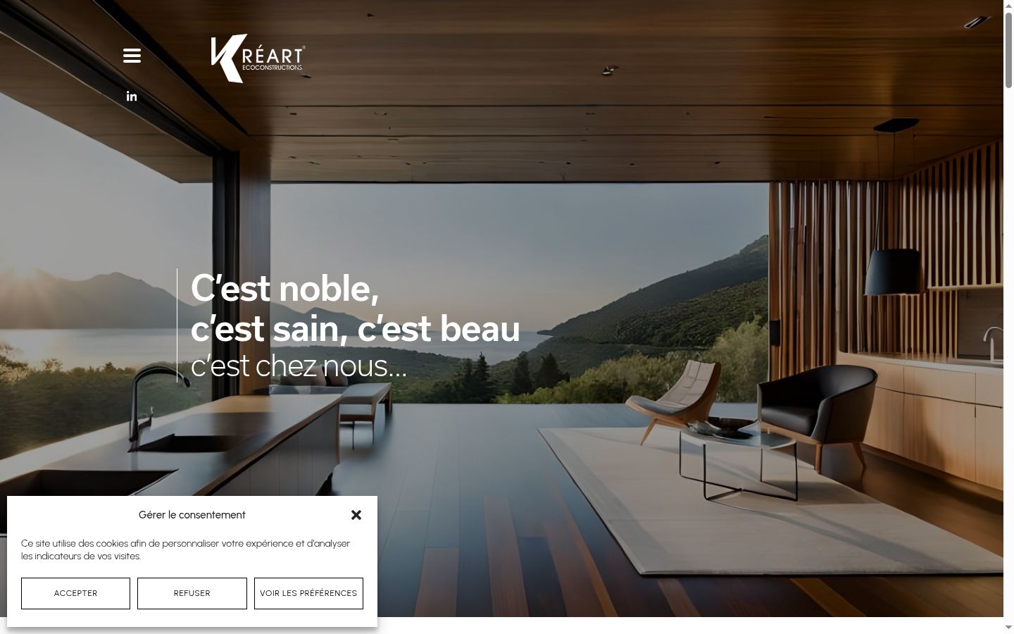 Capture d'écran de la bannière de consentement affichée avant toute interaction