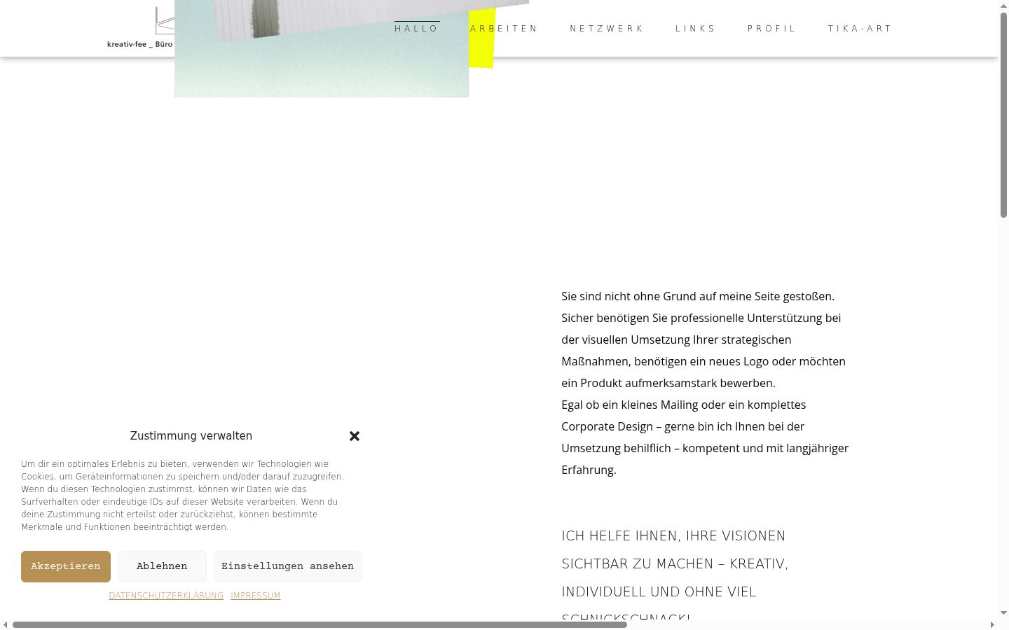 Screenshot des Einwilligungsbanners vor jeglicher Interaktion