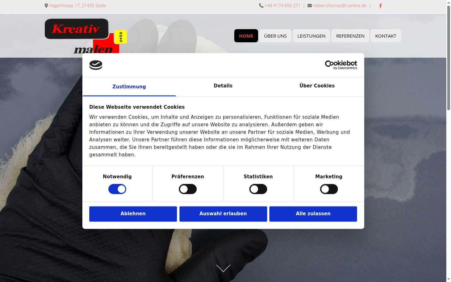 Screenshot of the consent banner shown before any interaction