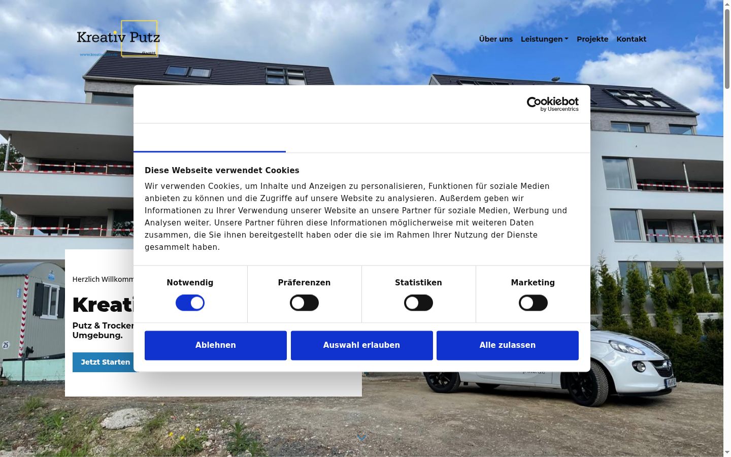 Screenshot del banner di consenso mostrato prima di qualsiasi interazione
