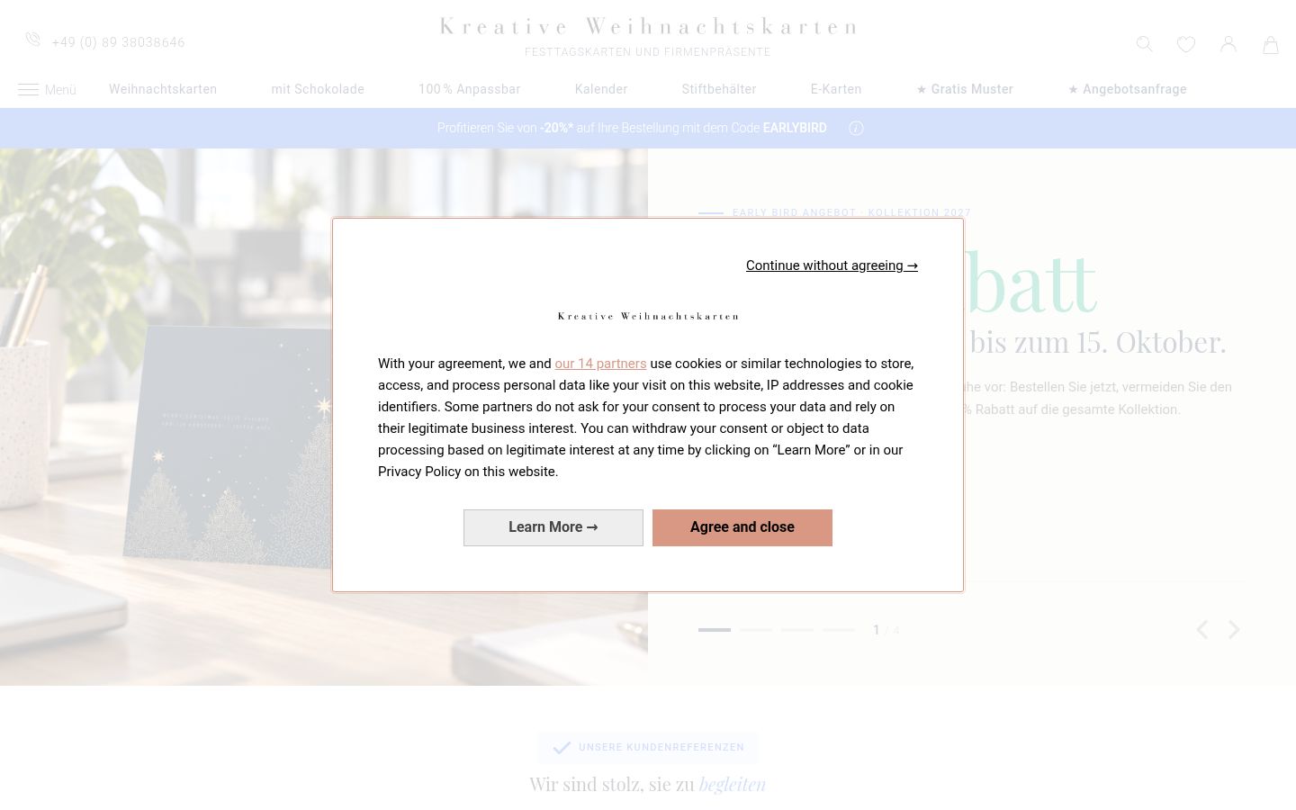 Screenshot tal-banner tal-kunsens muri qabel kwalunkwe interazzjoni