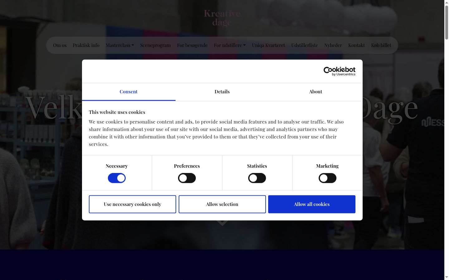 Screenshot van de toestemmingsbanner zoals getoond vóór enige interactie