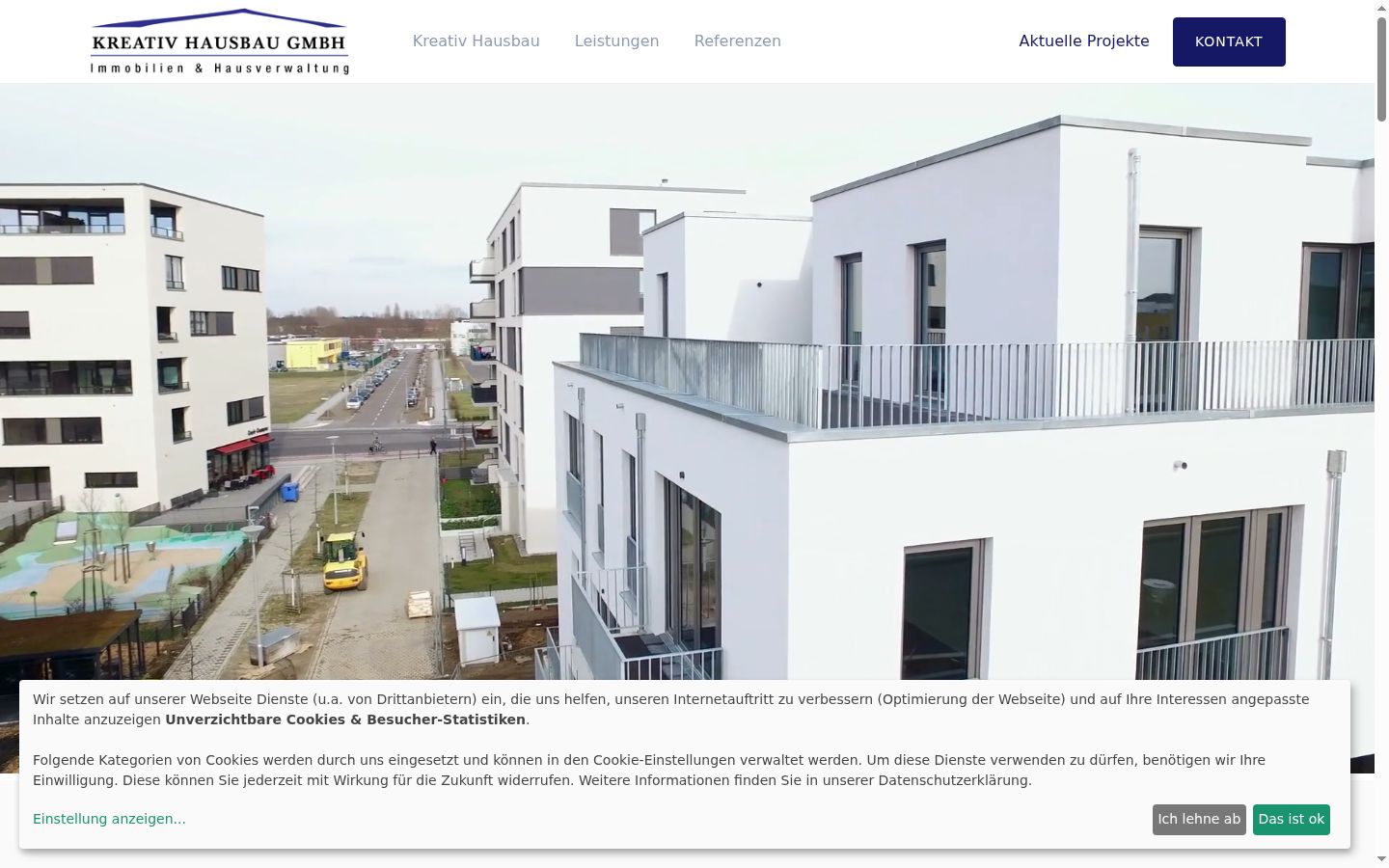 Screenshot des Einwilligungsbanners vor jeglicher Interaktion