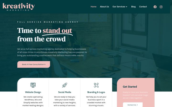 Screenshot of kreativitymarketing.co.uk