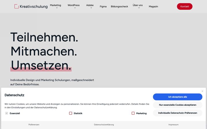 Screenshot of kreativschulung.de