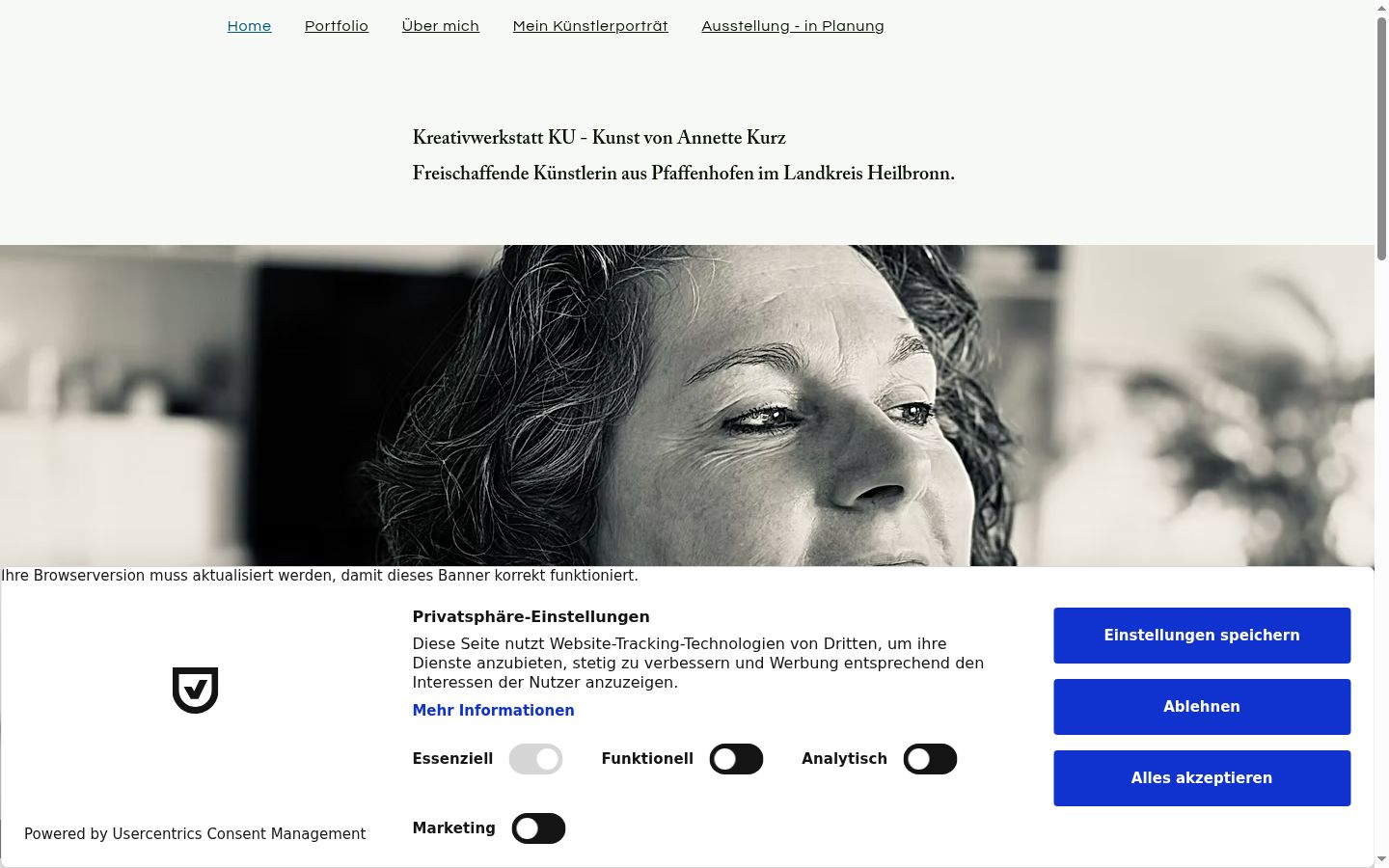 Skärmbild av samtyckesbannern som visades före någon interaktion