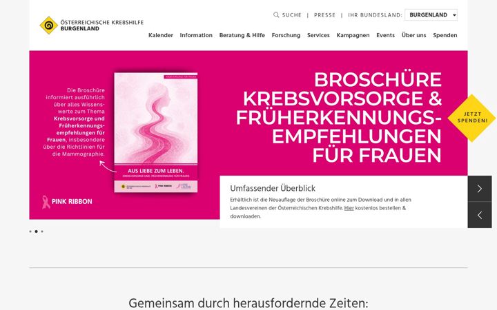 Screenshot of krebshilfe-bgld.at