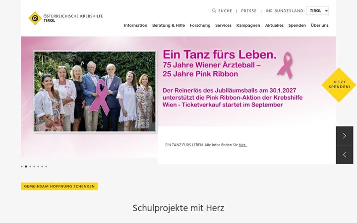 Screenshot ta' krebshilfe-tirol.at