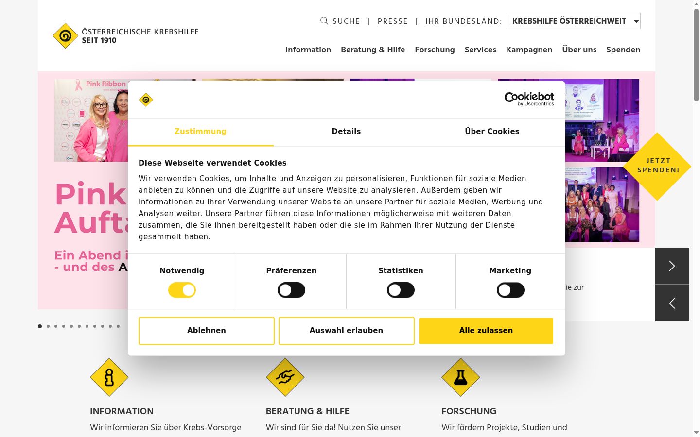 Kuvakaappaus suostumusbannerista, joka näytettiin ennen mitään vuorovaikutusta
