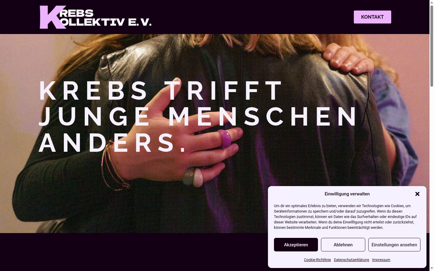 Screenshot des Einwilligungsbanners vor jeglicher Interaktion