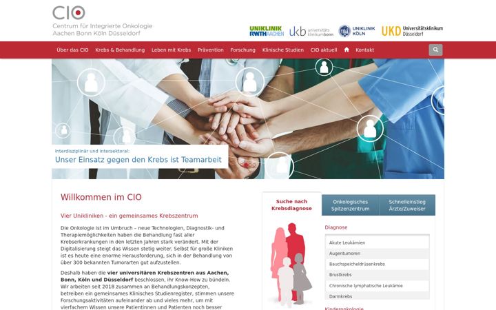 Captură de ecran a krebszentrum-cio.de