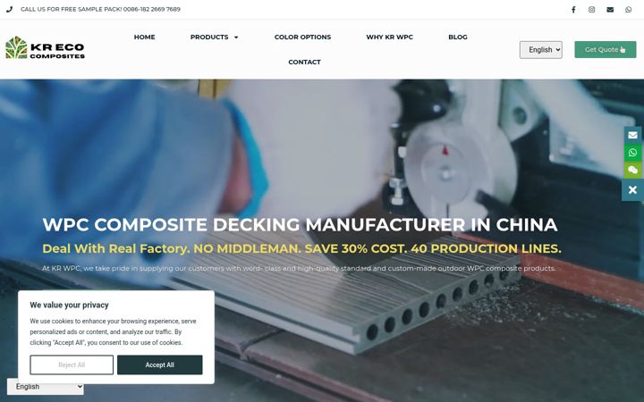 Skærmbillede af krecocomposites.com