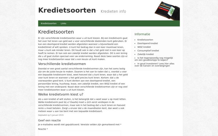 Screenshot of kredietsoorten.nl