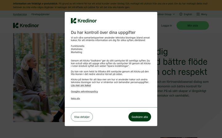 Screenshot of kredinor.se