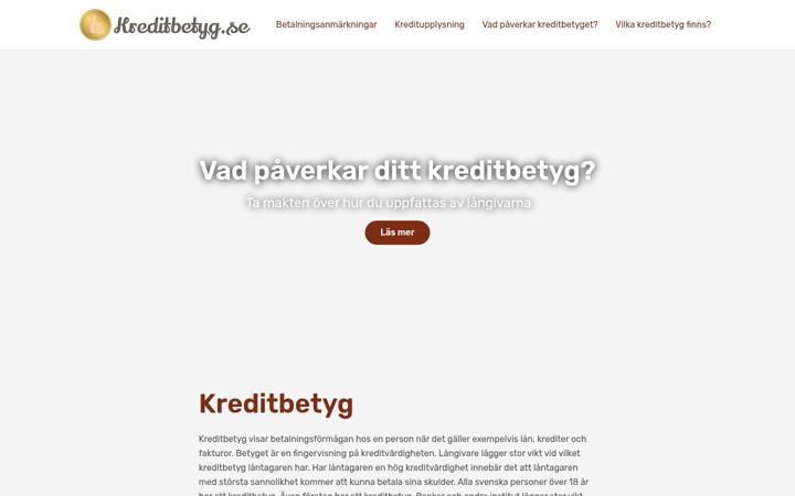 Screenshot of kreditbetyg.se