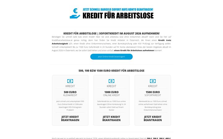 Screenshot of kreditfuerarbeitslose.at