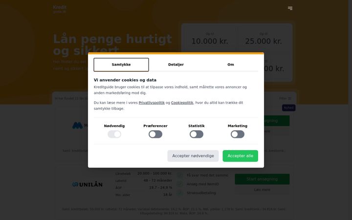 Screenshot of kreditguide.dk