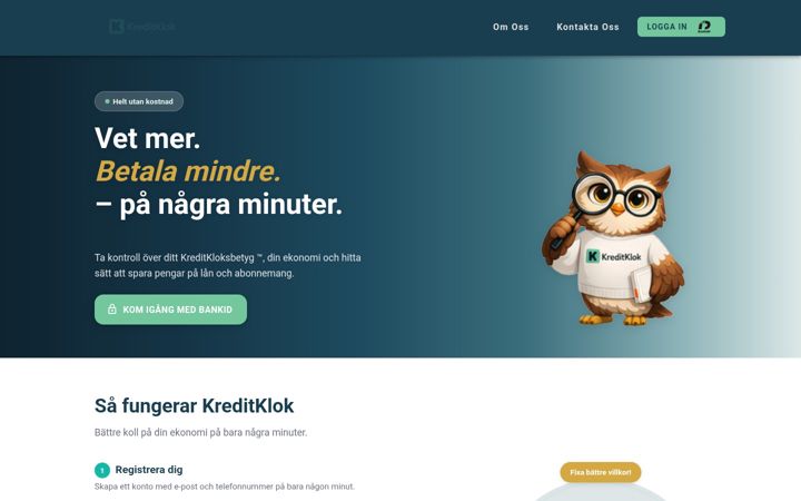 Screenshot of kreditklok.se
