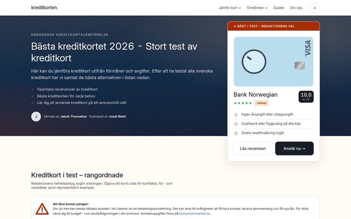 Skærmbillede af kreditkorten.com