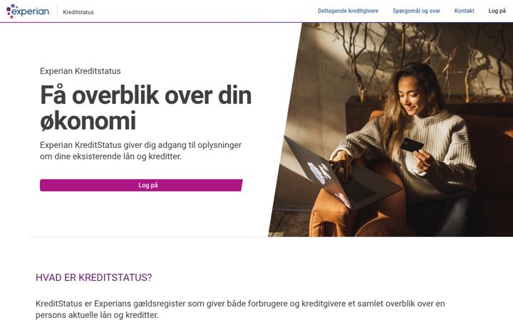 Screenshot of kreditstatus.dk