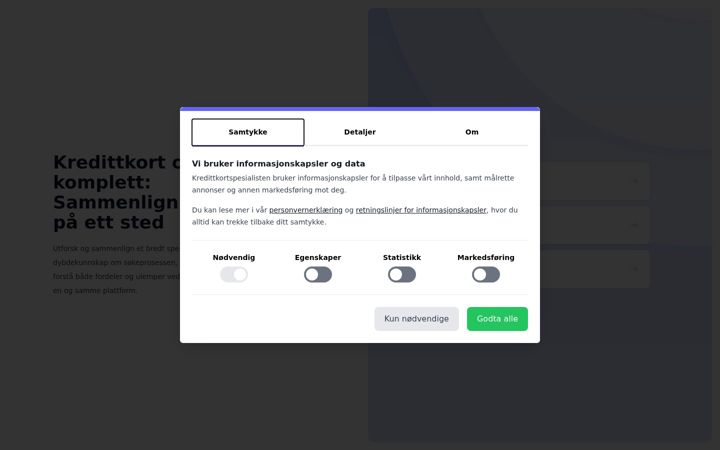 Screenshot of kredittkortspesialisten.com