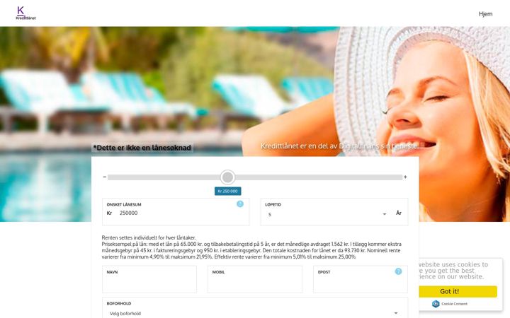 Screenshot of kredittlanet.no