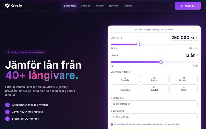 Screenshot of kredy.se