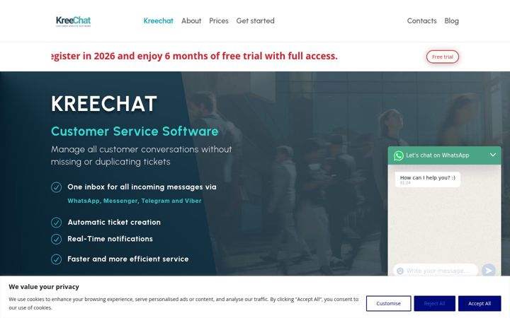 Skærmbillede af kreechat.com