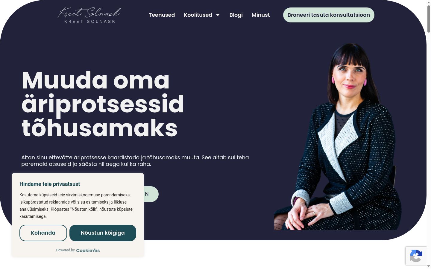 Screenshot del banner di consenso mostrato prima di qualsiasi interazione